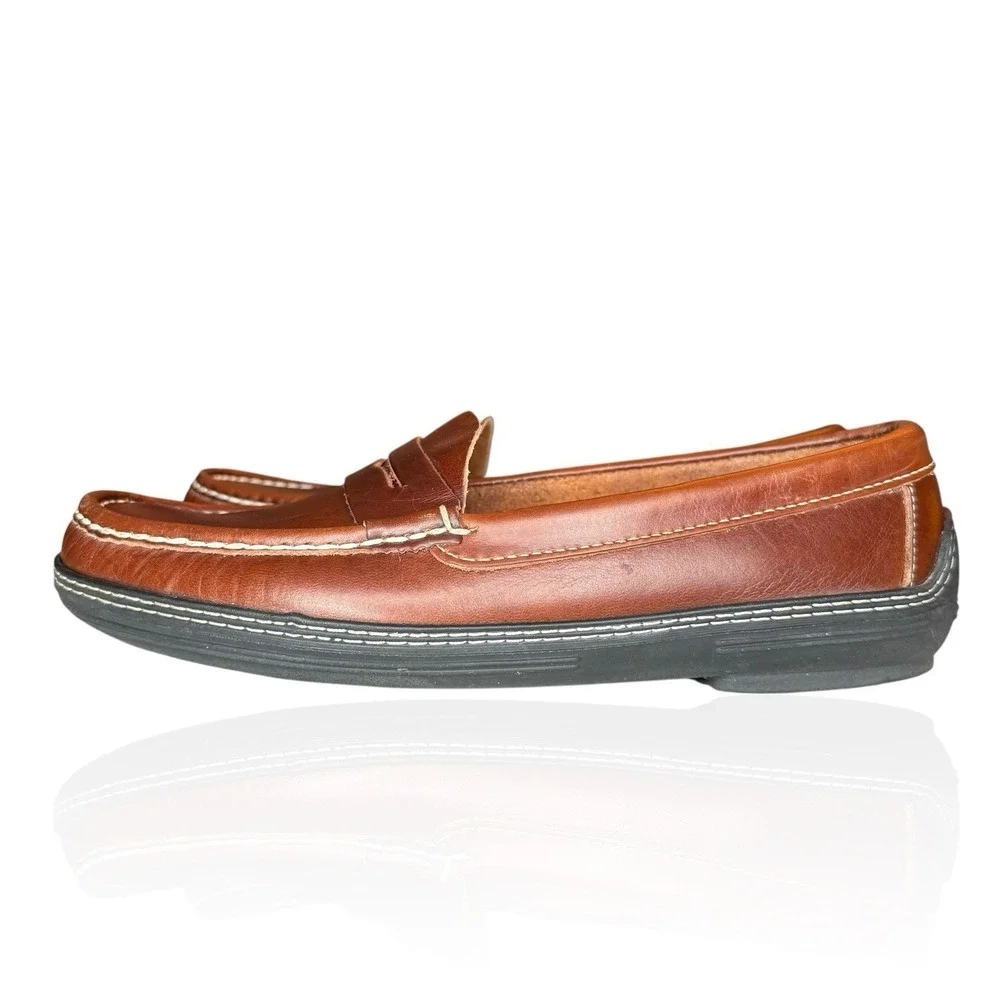 Handsewn Company Men's 8.5 Brown Leather Dress Penny Loafers‎ Drivers Moc Toe
